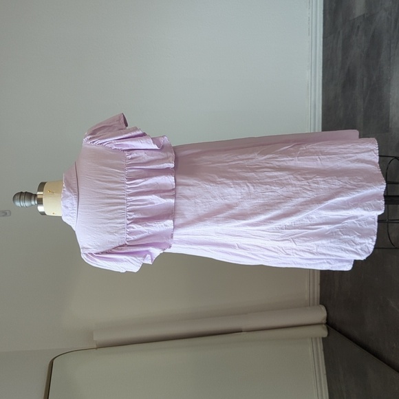Zara Ruffle Button Down Shift Mini Shirtdress Purple S cottagecore summer linen - Picture 3 of 9